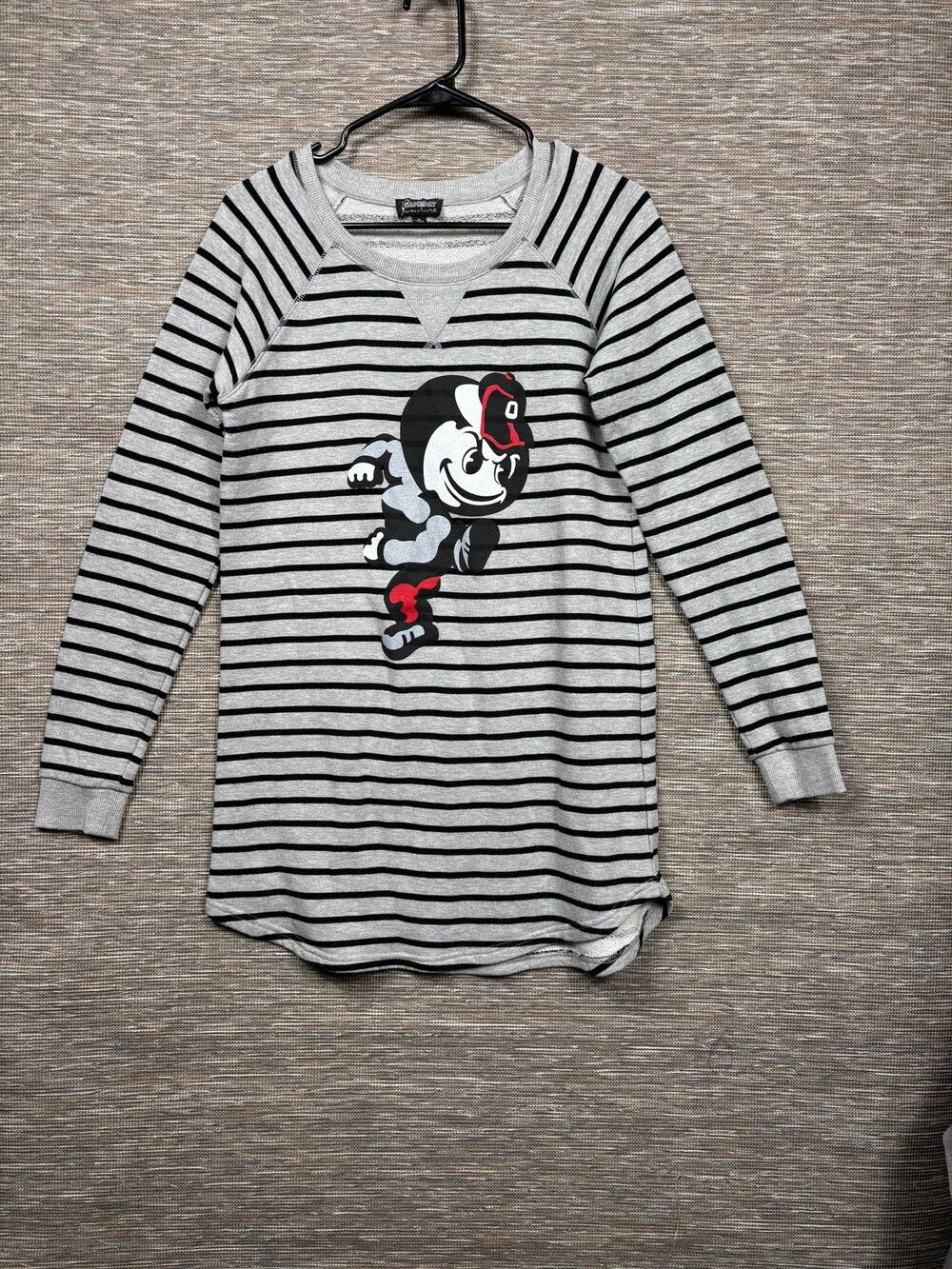 Gameday Couture Shirt Womens Small Gray Brutus Ohio State Striped Raglan Tunic